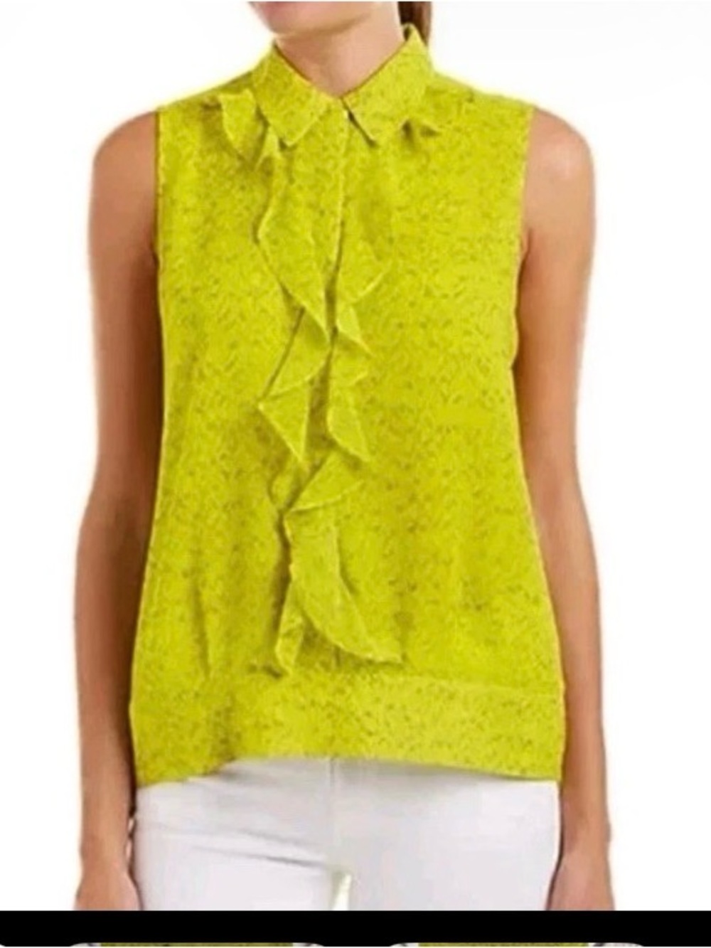 CAbi Sleeveless Ruffle Front Blouse - Bright Yellow